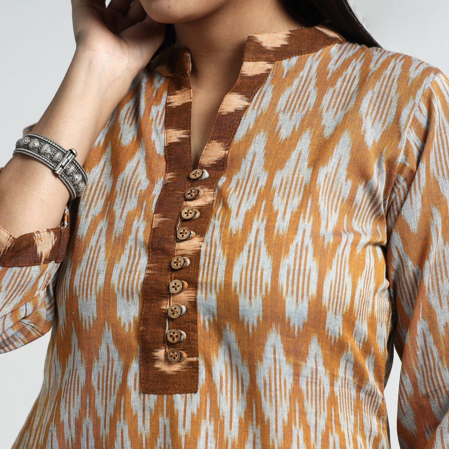 Pochampally Ikat Kurta with Palazzo & Dupatta Set