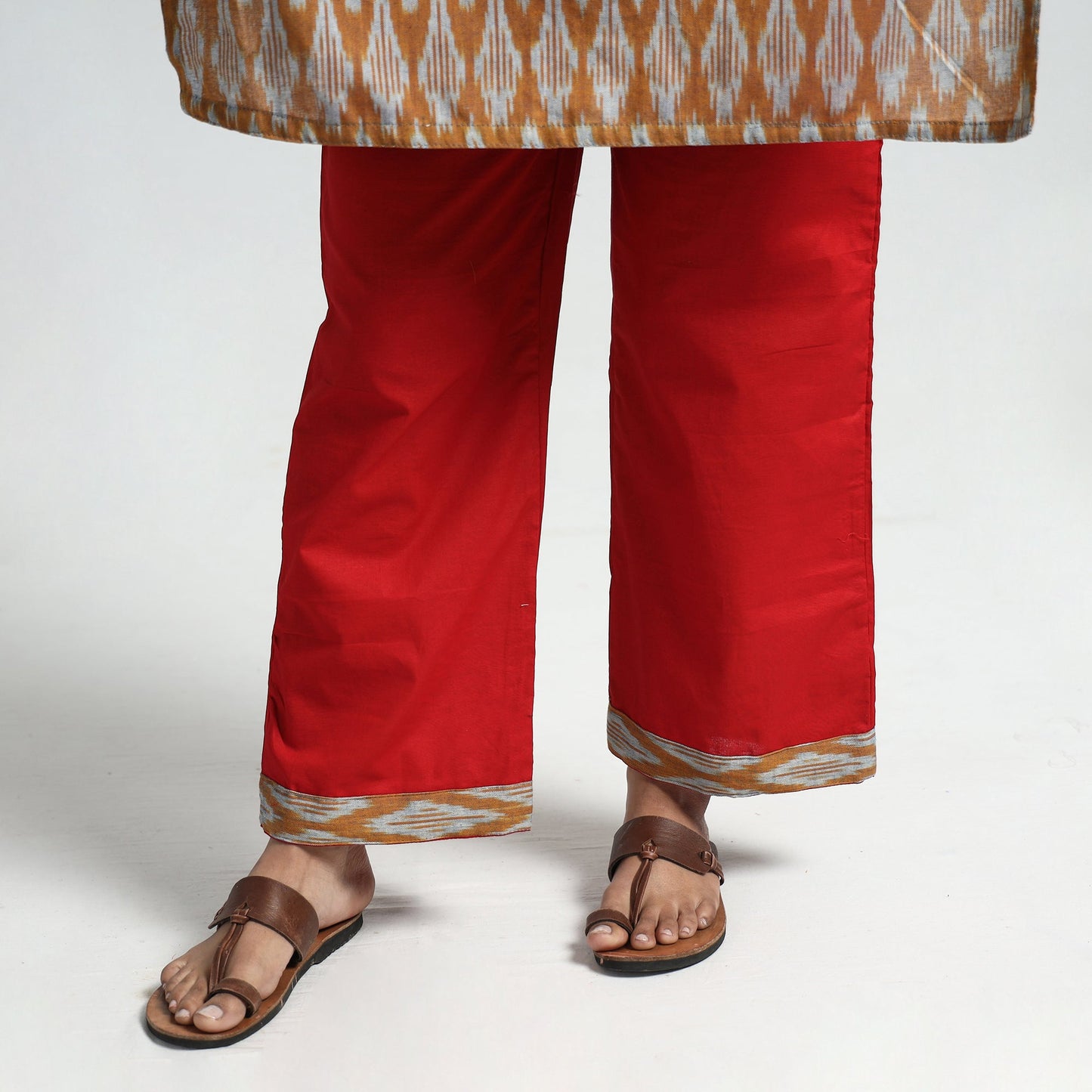 Pochampally Ikat Kurta with Palazzo & Dupatta Set