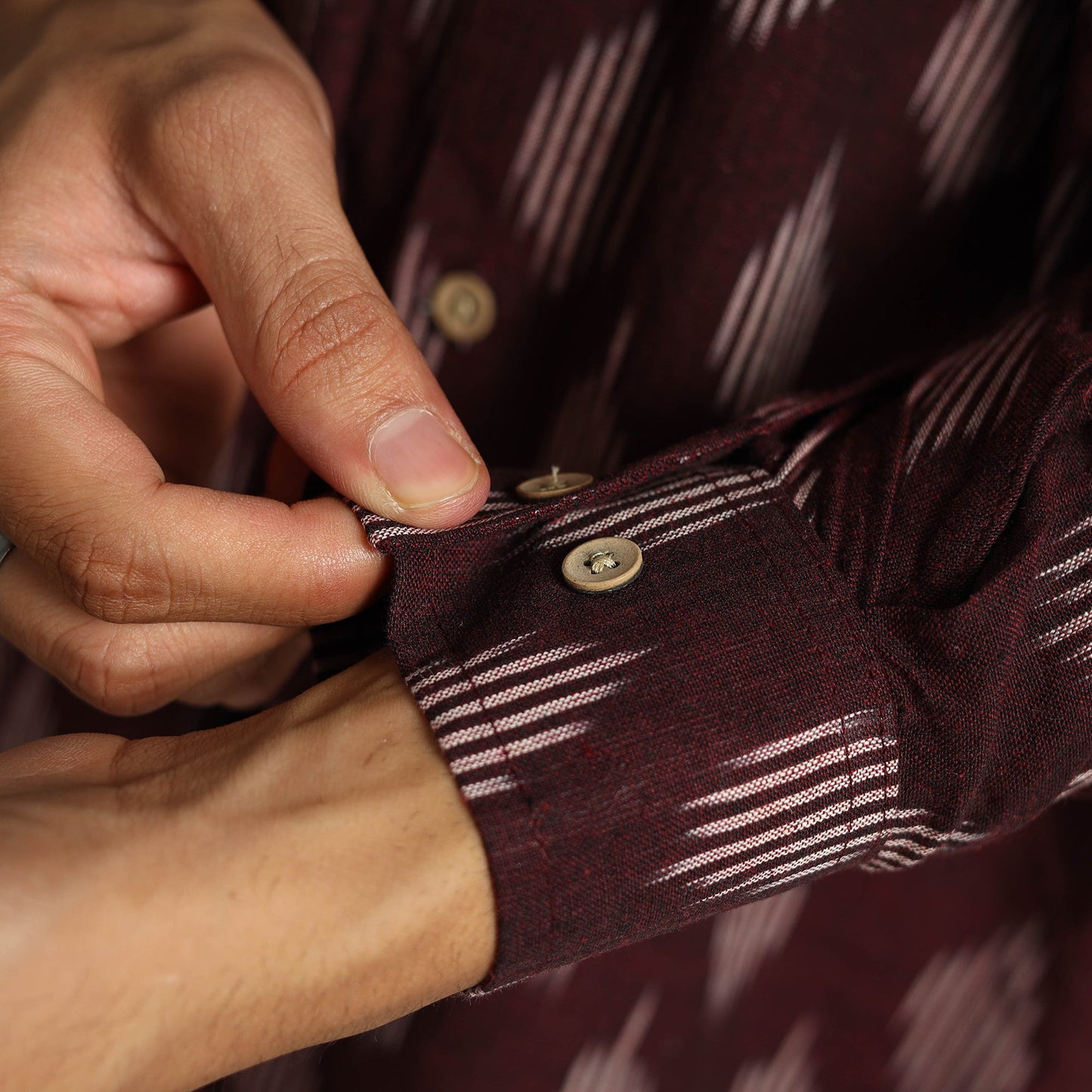 Pochampally Ikat Weave Cotton Men Full Sleeve Shirt 18