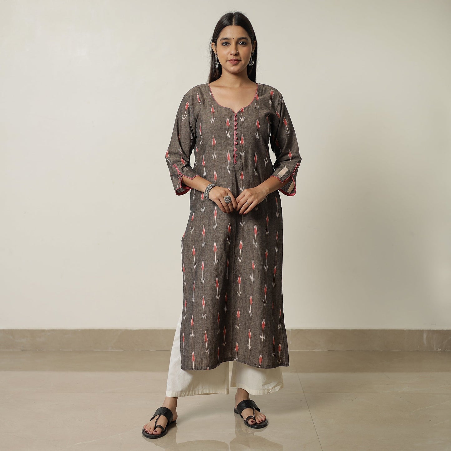 Buy Pochampally Ikat Weave Cotton Straight Kurta 17 Online at iTokri.com