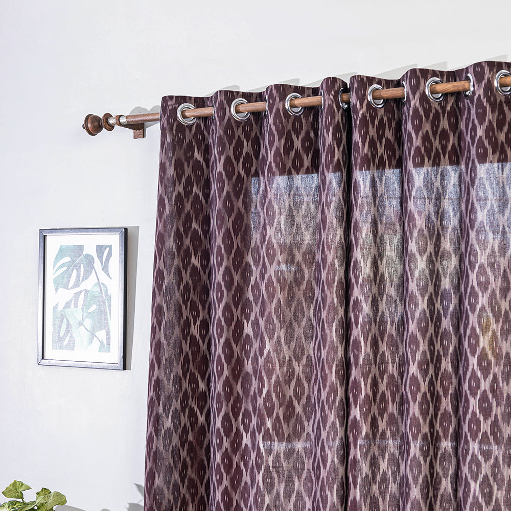 Brown - pochampally ikat weave pure cotton fabric door