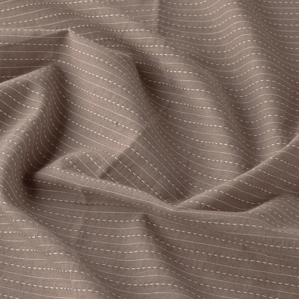 Brown Prewashed Running Stitch Plain Cotton Fabric
