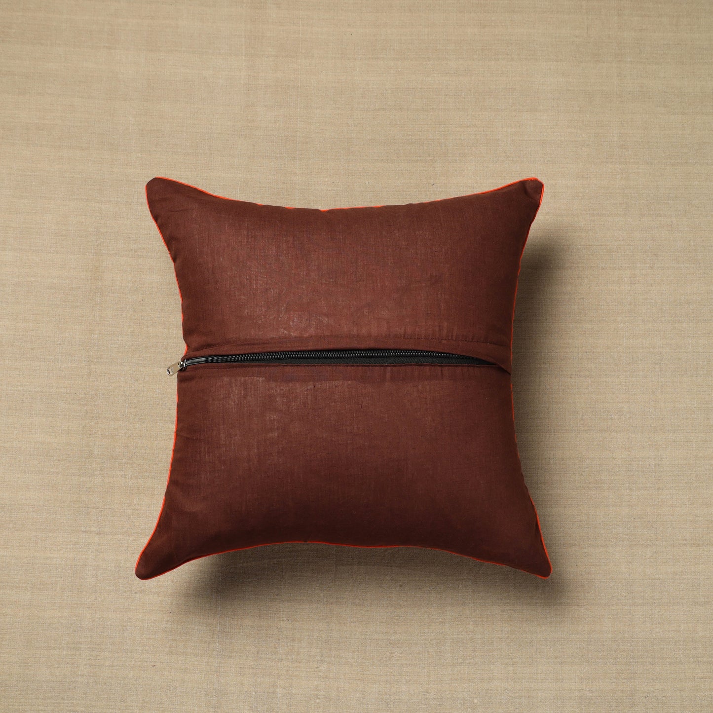 Buy Brown Cotton Printed Kalamkari Cushion Cover