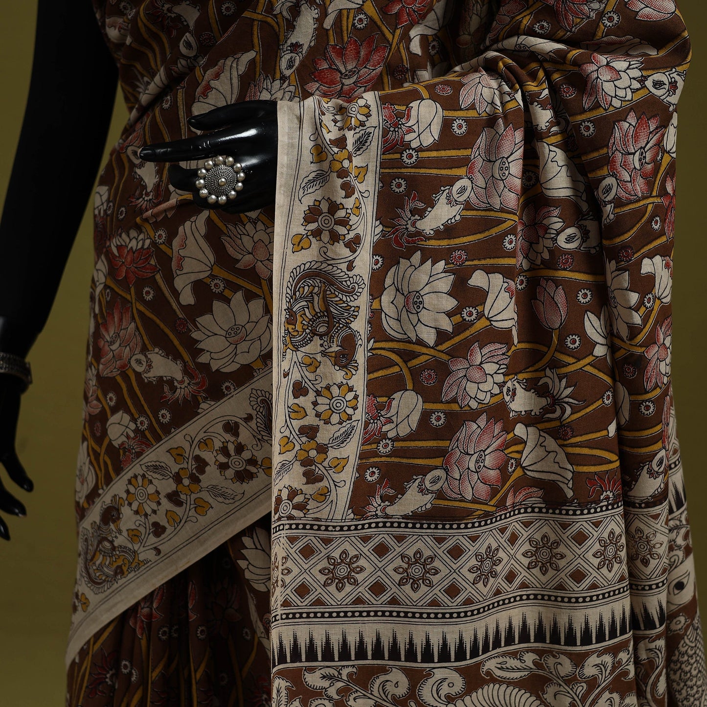 Printed cotton nellore kalamkari saree 08 - handcrafted