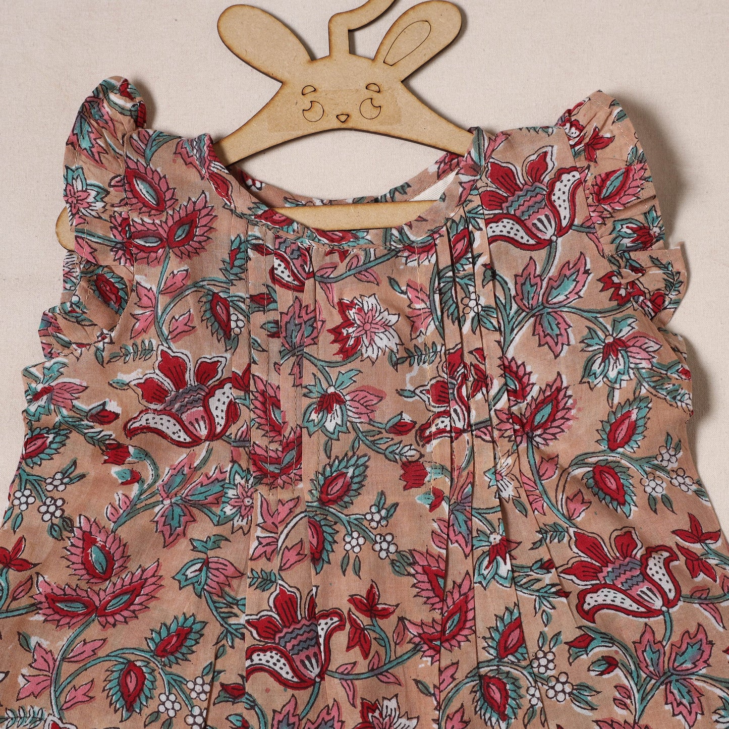 Brown - pure cotton baby girls floral top & shorts (6-12