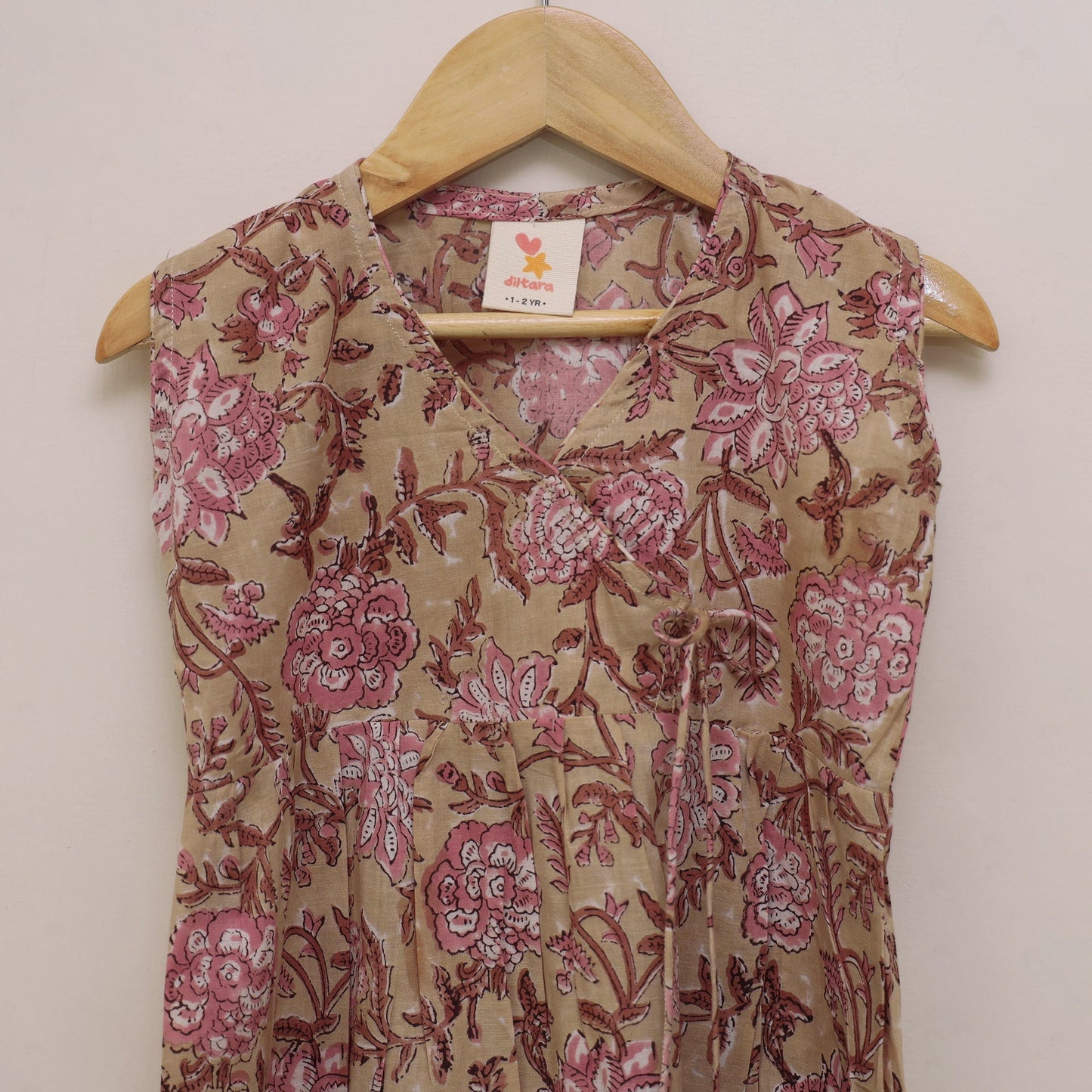 Pure cotton baby girls sanganeri angrakha dress (1-2 years)