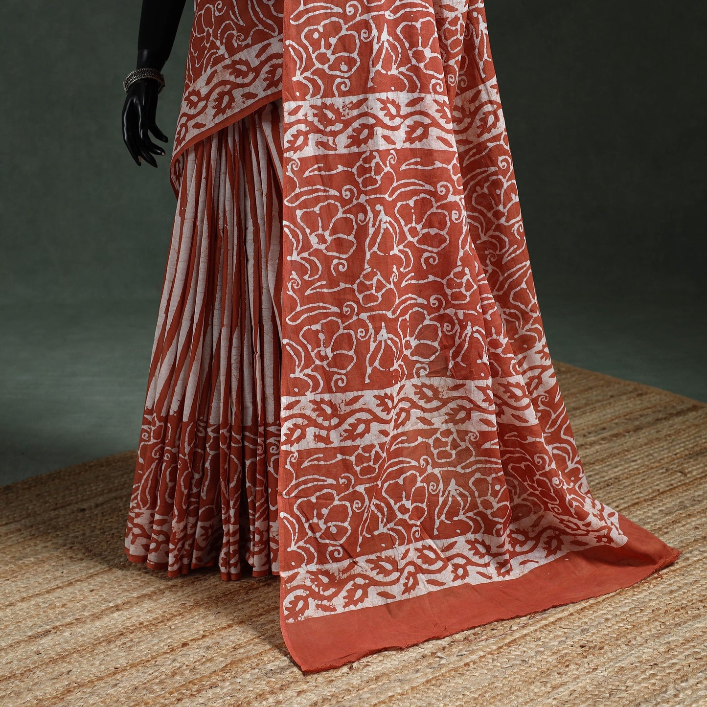 Pure mul cotton hand block batik print saree 35