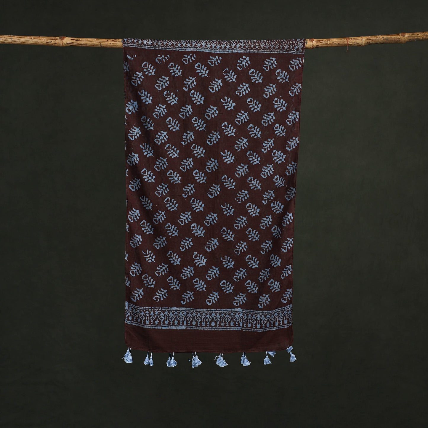 Pure mul cotton kutch hand block batik print stole