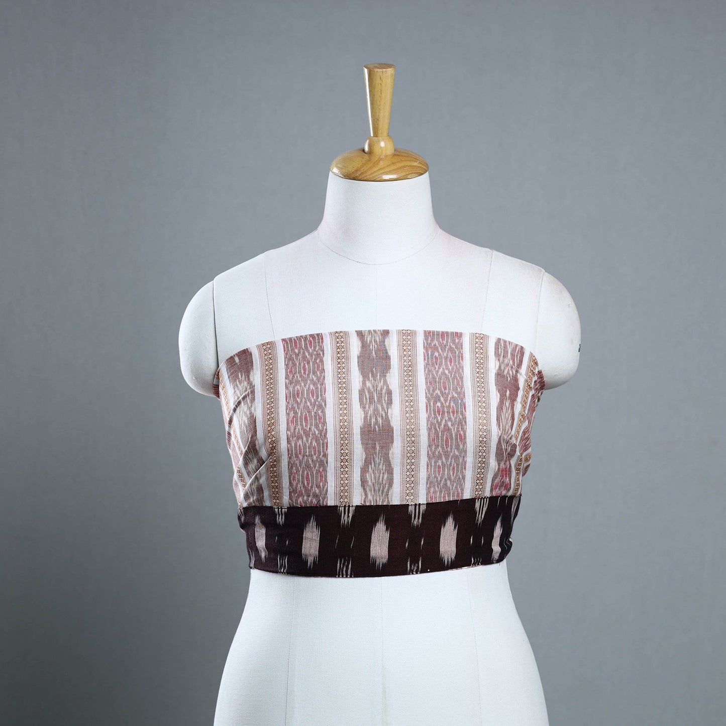 Brown - Rangoli Cotton Sambalpuri Ikat Blouse Material 07