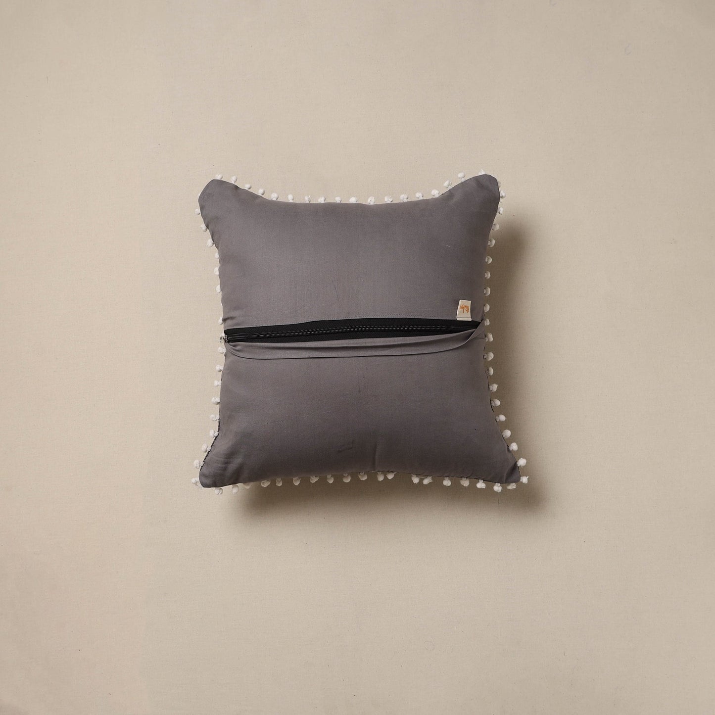 Running stitch plain cushion cover 63 - handcrafted