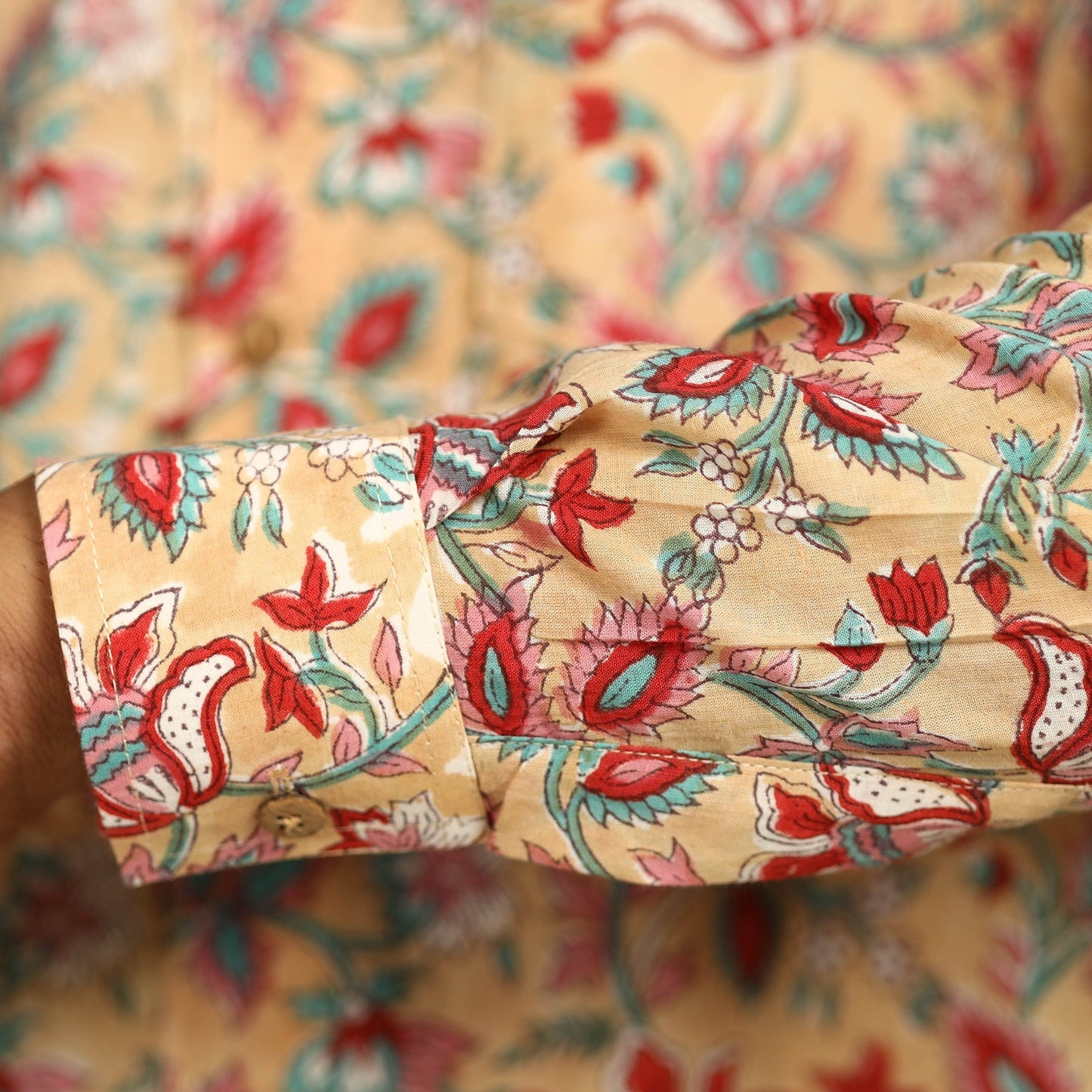 Sanganeri Block Printed Cotton Men Full Sleeve Shirt 04