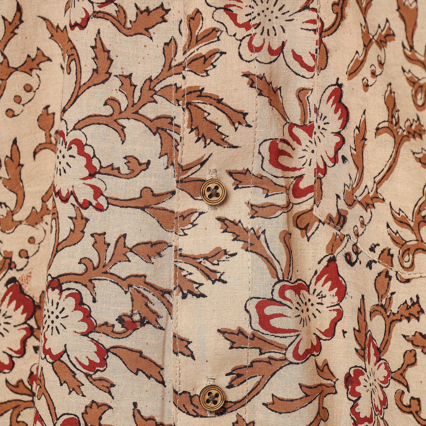 Brown - sanganeri block printed cotton men half sleeve