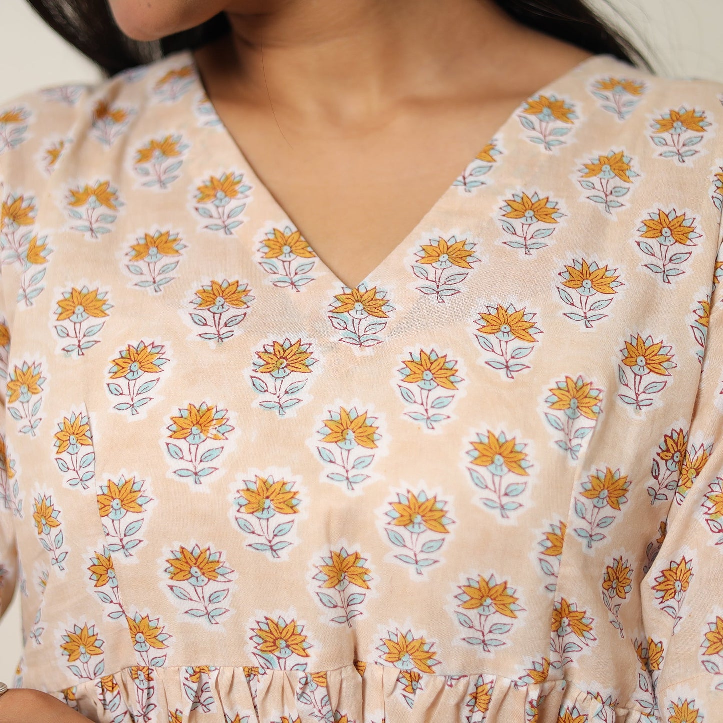 Brown - sanganeri block printed cotton co-ord set 20