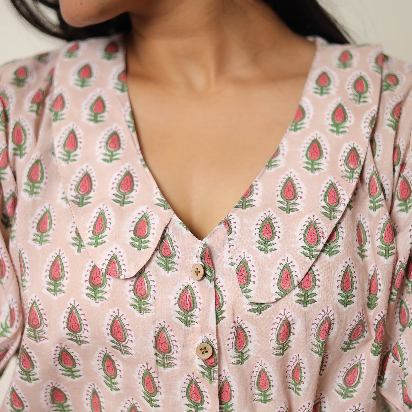 Brown - sanganeri block printed cotton co-ord set 26