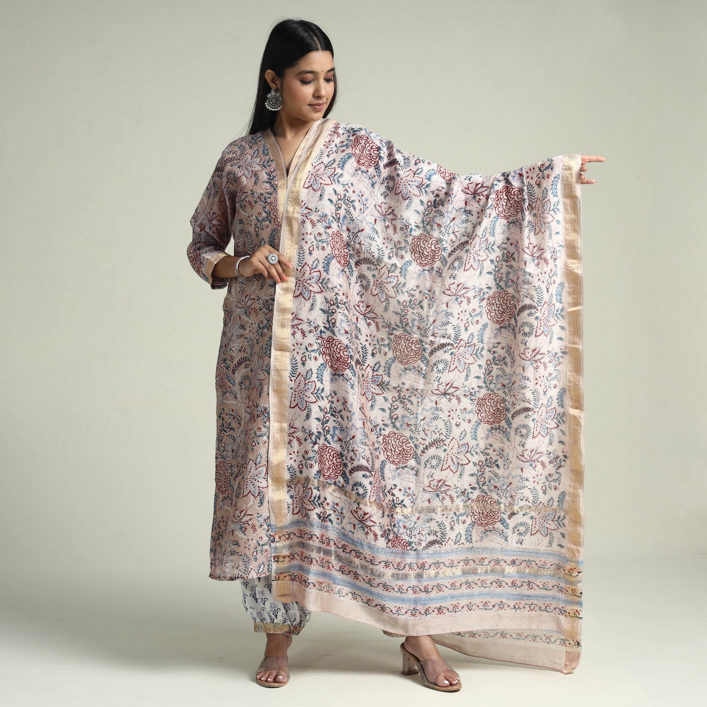 Sanganeri Kurta with Palazzo & Dupatta Set