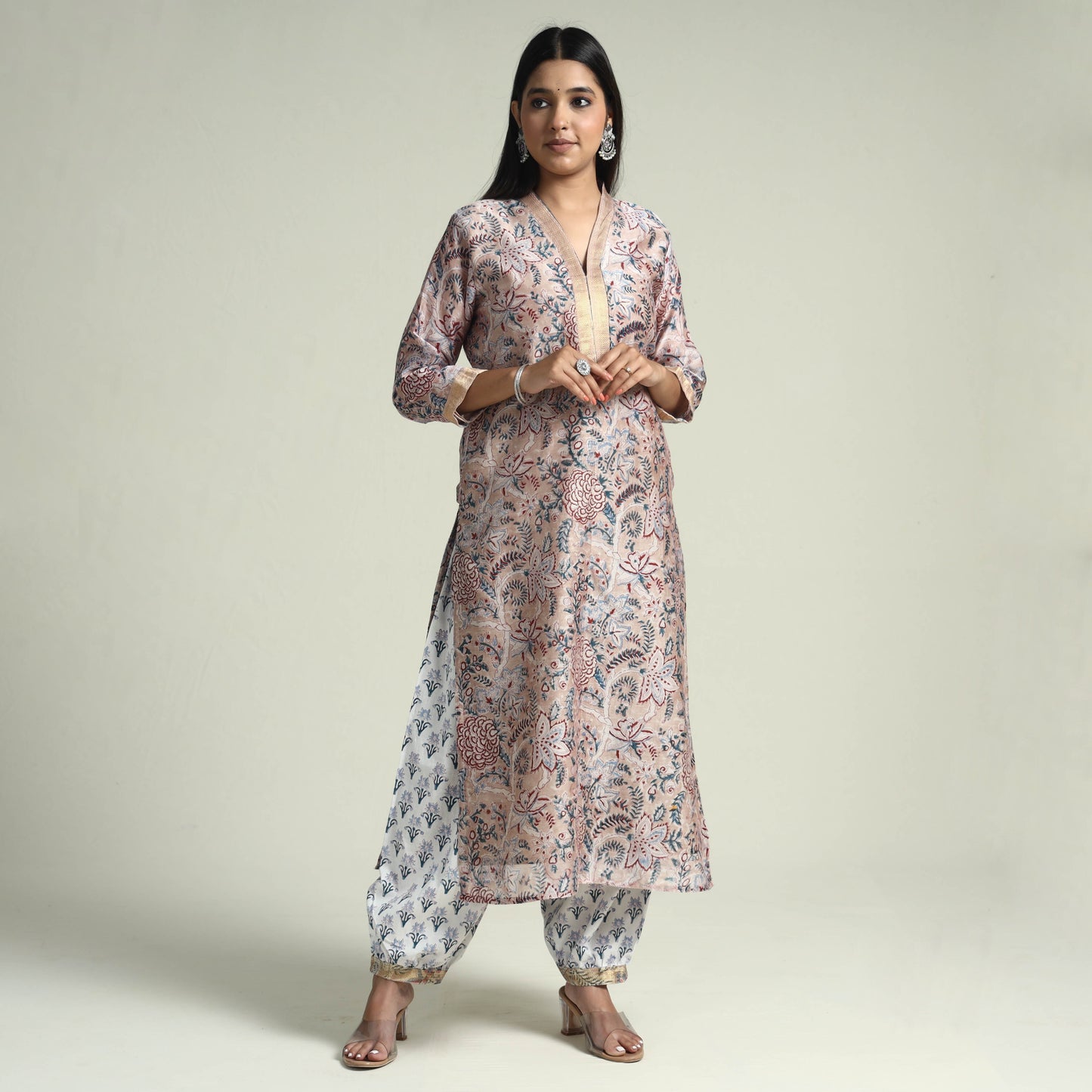 Sanganeri Kurta with Palazzo & Dupatta Set