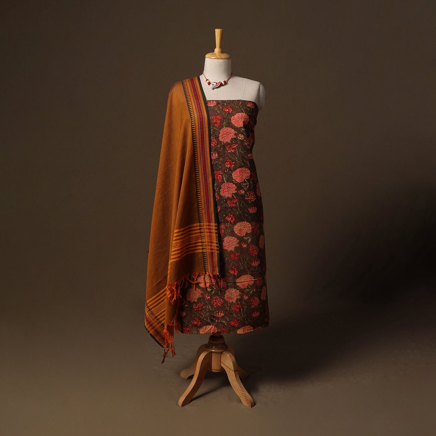 Sanganeri hand block print cotton 2pc unstitched dress