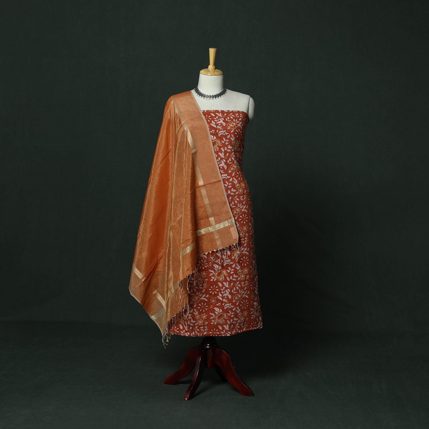 Sanganeri hand block print cotton 2pc unstitched dress