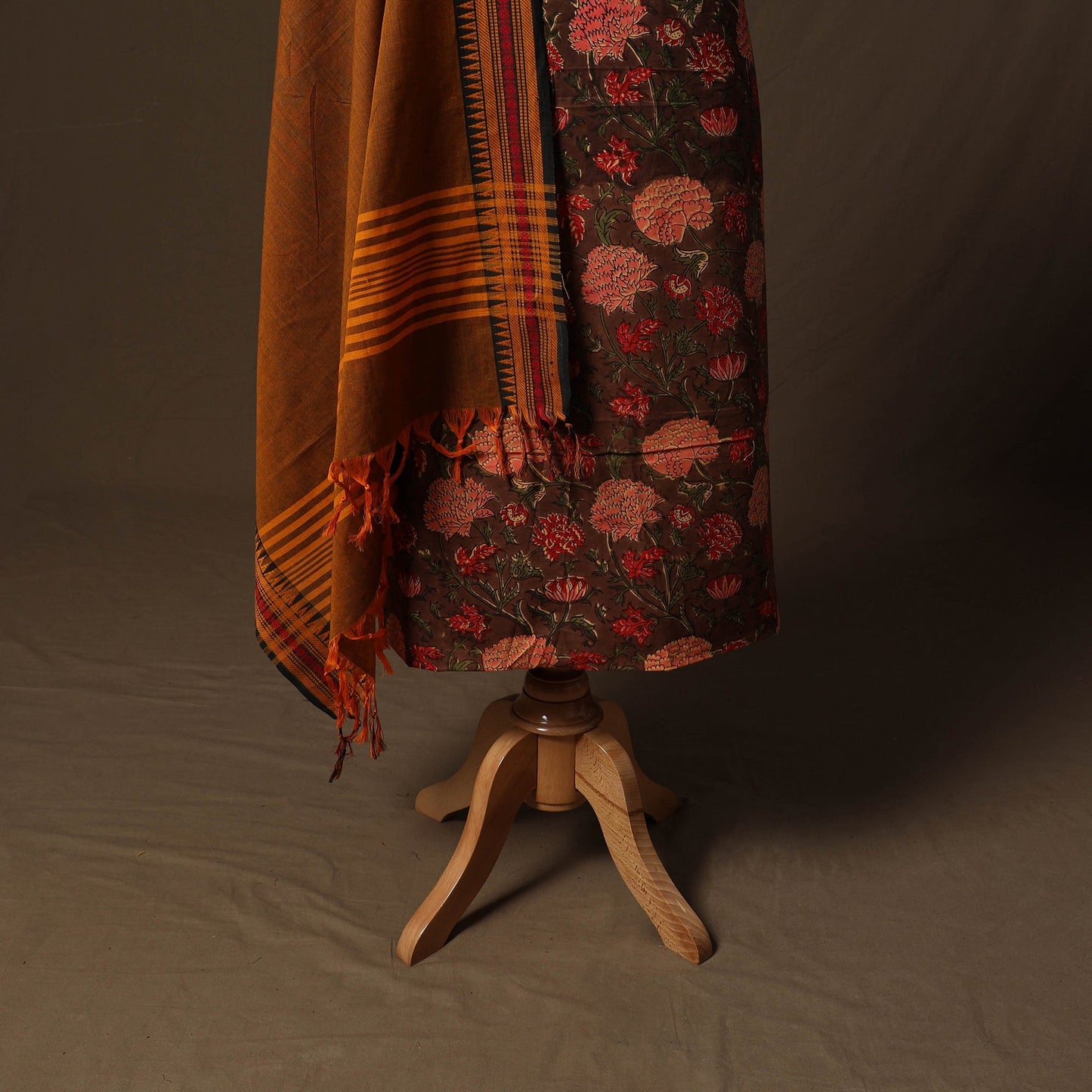 Sanganeri hand block print cotton 2pc unstitched dress