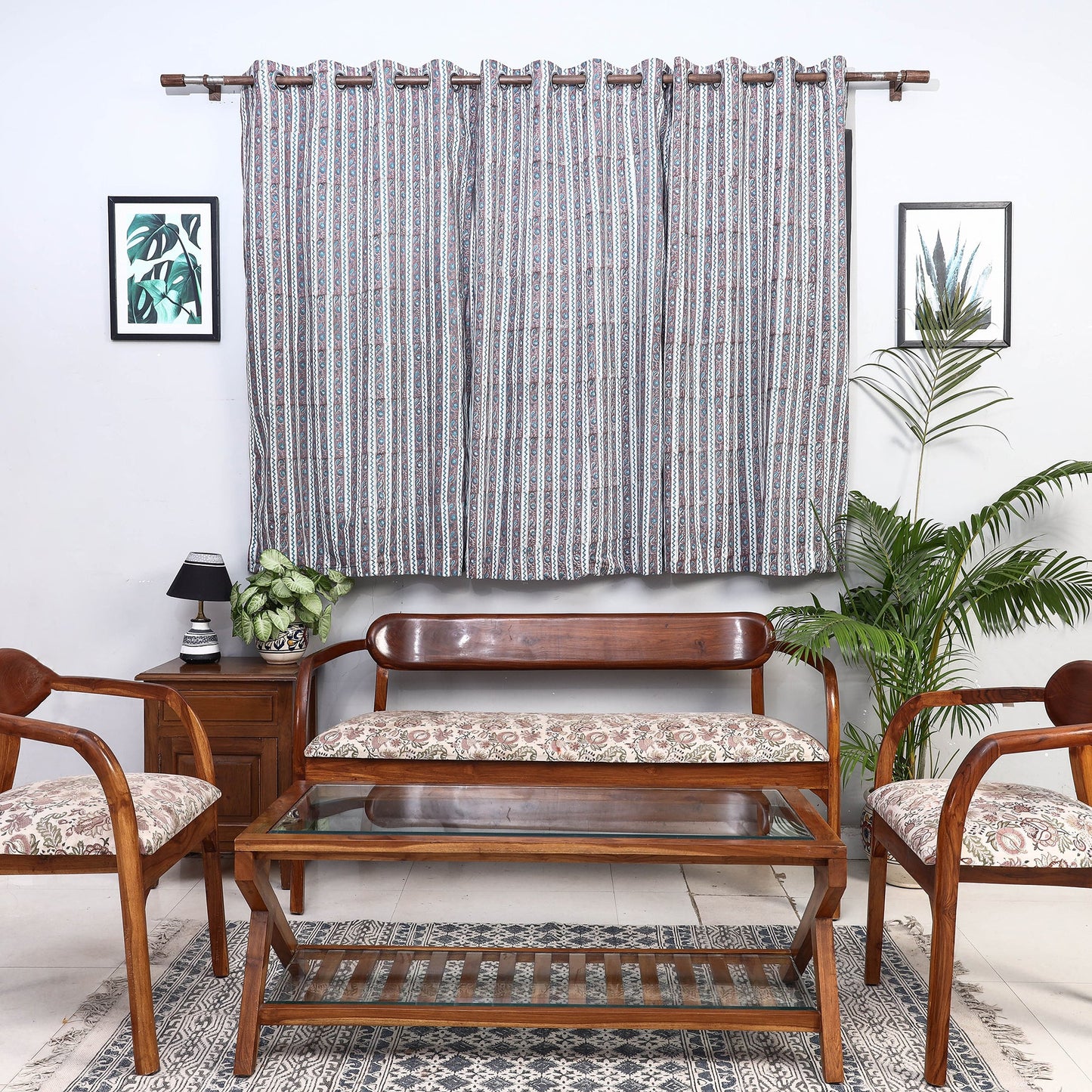 Sanganeri Block Printed Cotton Window Curtain (5 x 3 Feet) (Single Piece) Online at iTopkri