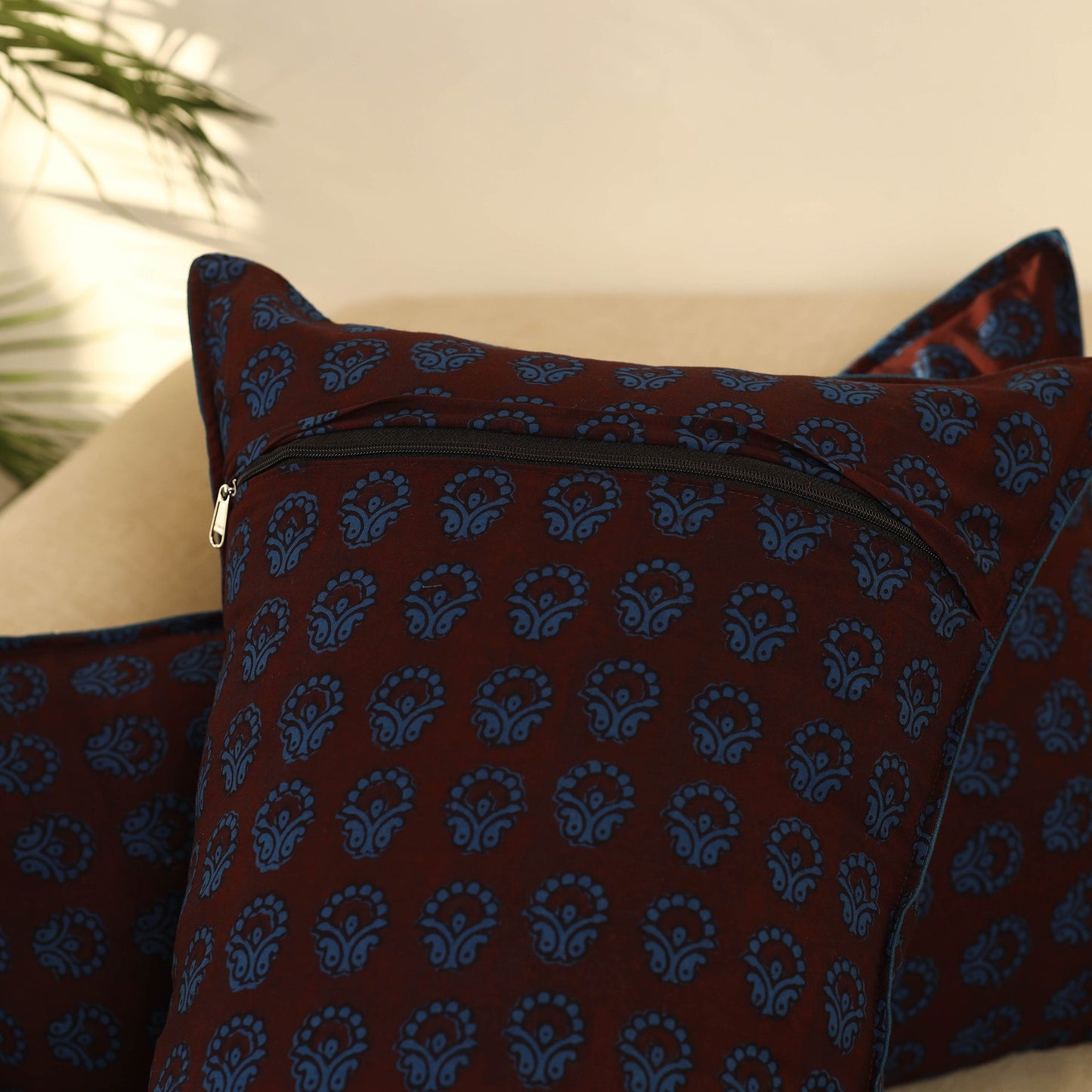 Buy Set of 2 Brown Bagh Block Print Cotton Pillow Covers