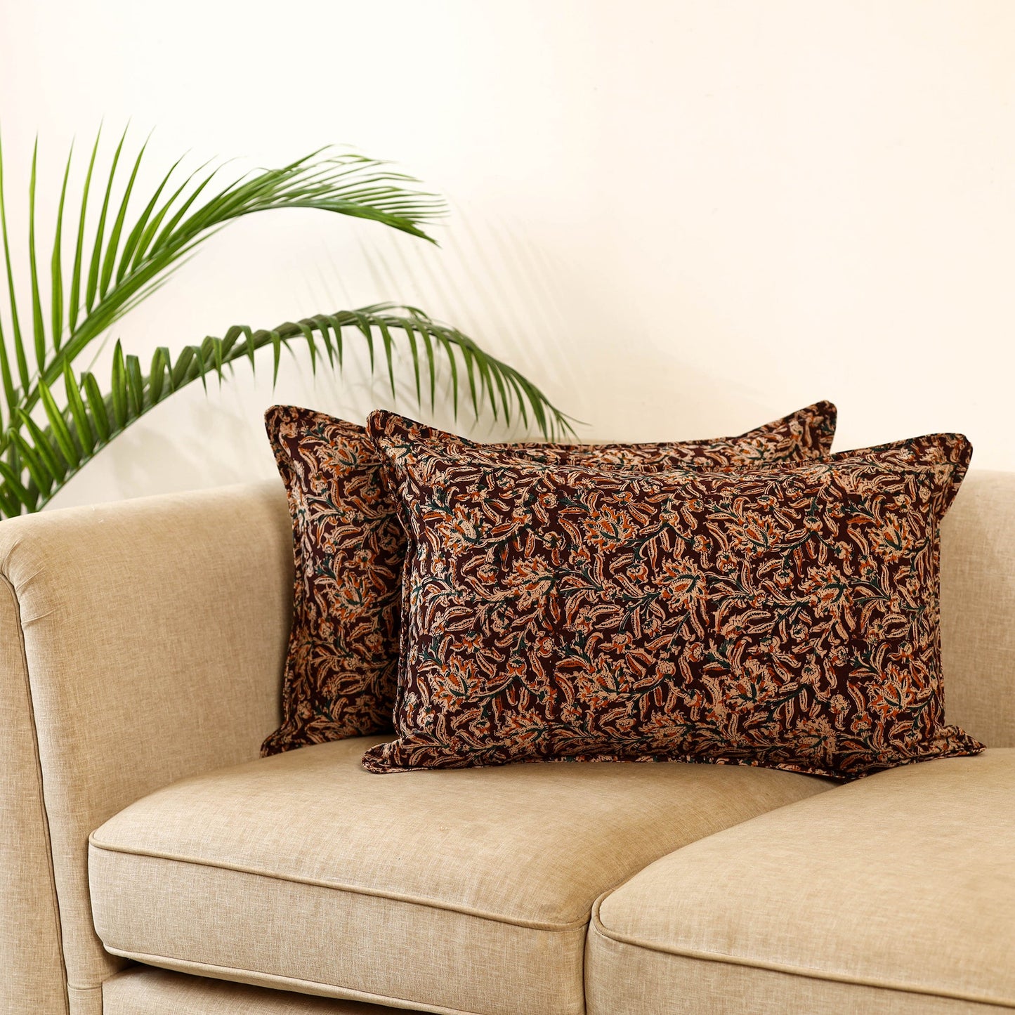 Set of 2 Kalamkari Block Print Cotton Pillow Covers