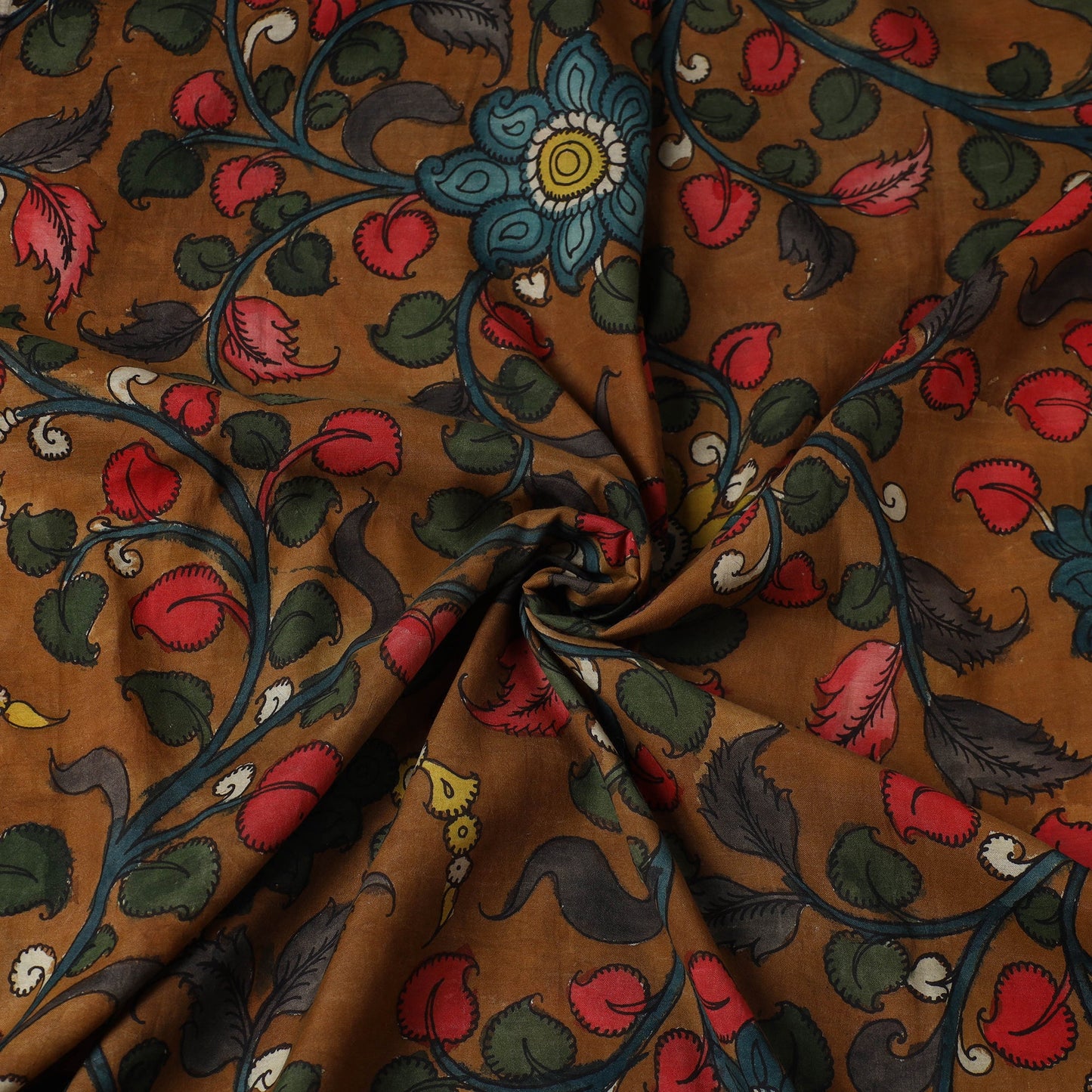 Silk Handpainted Srikalahasti Pen Kalamkari Fabric
