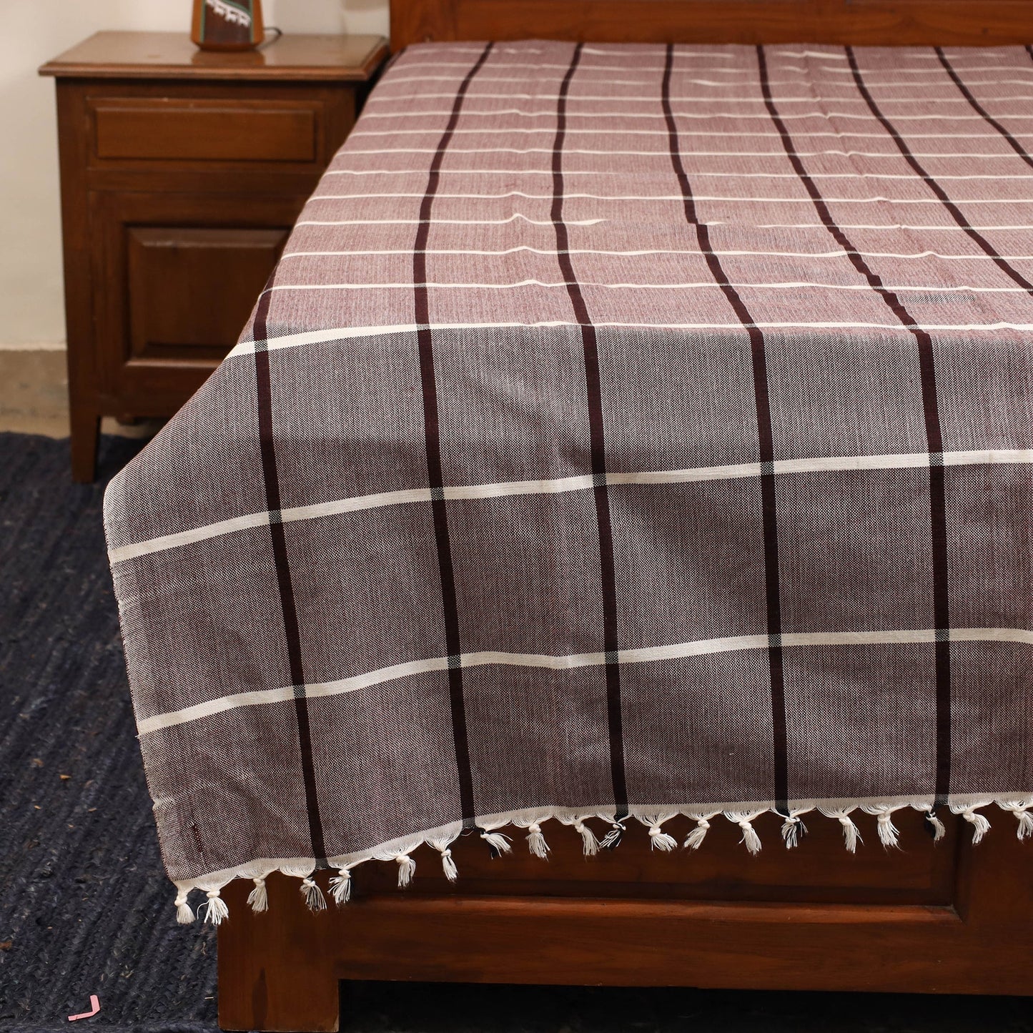Brown - single handloom cotton bed sheet (90 x 60 in) 135