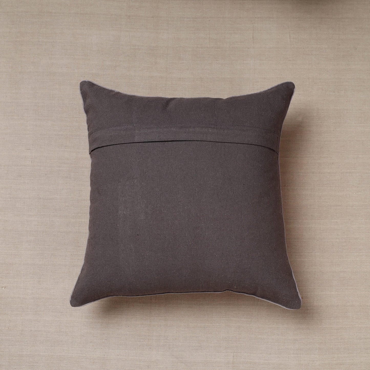 Brown Soof Embroidery Cotton Cushion Cover