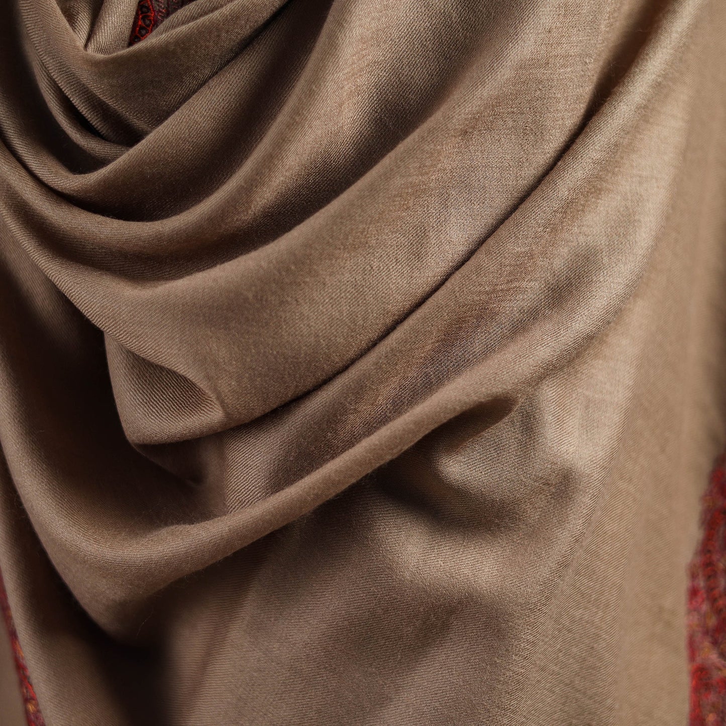 Brown - sozni hand embroidery merino wool handwoven