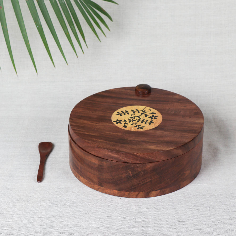 Brown Spice Box - Handcrafted with Sheesham Wood