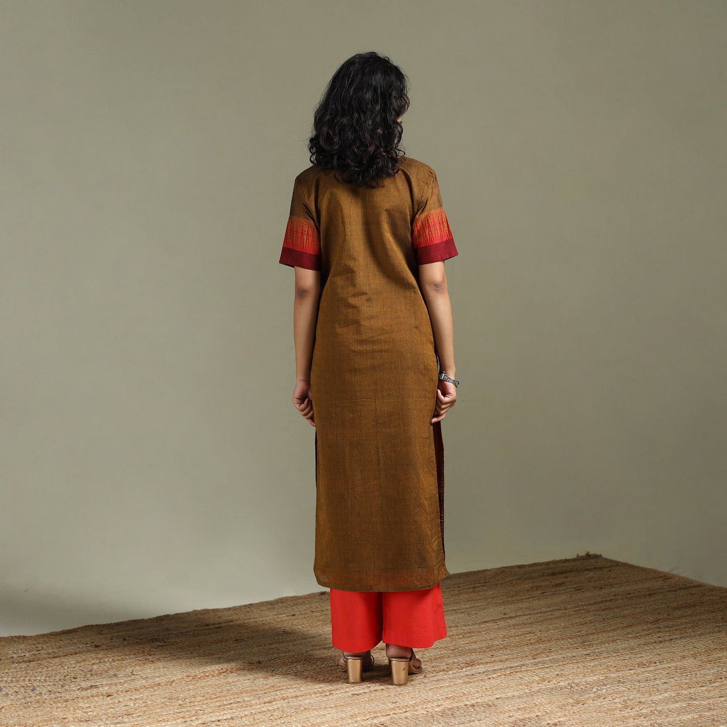 Straight cotton dharwad kurta for women 23 - handcrafted
