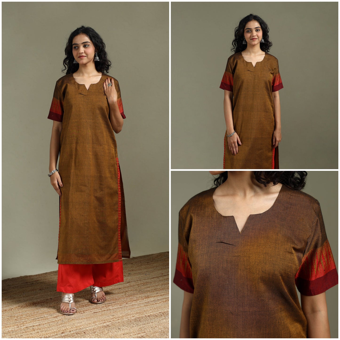 Straight cotton dharwad kurta for women 23 - handcrafted