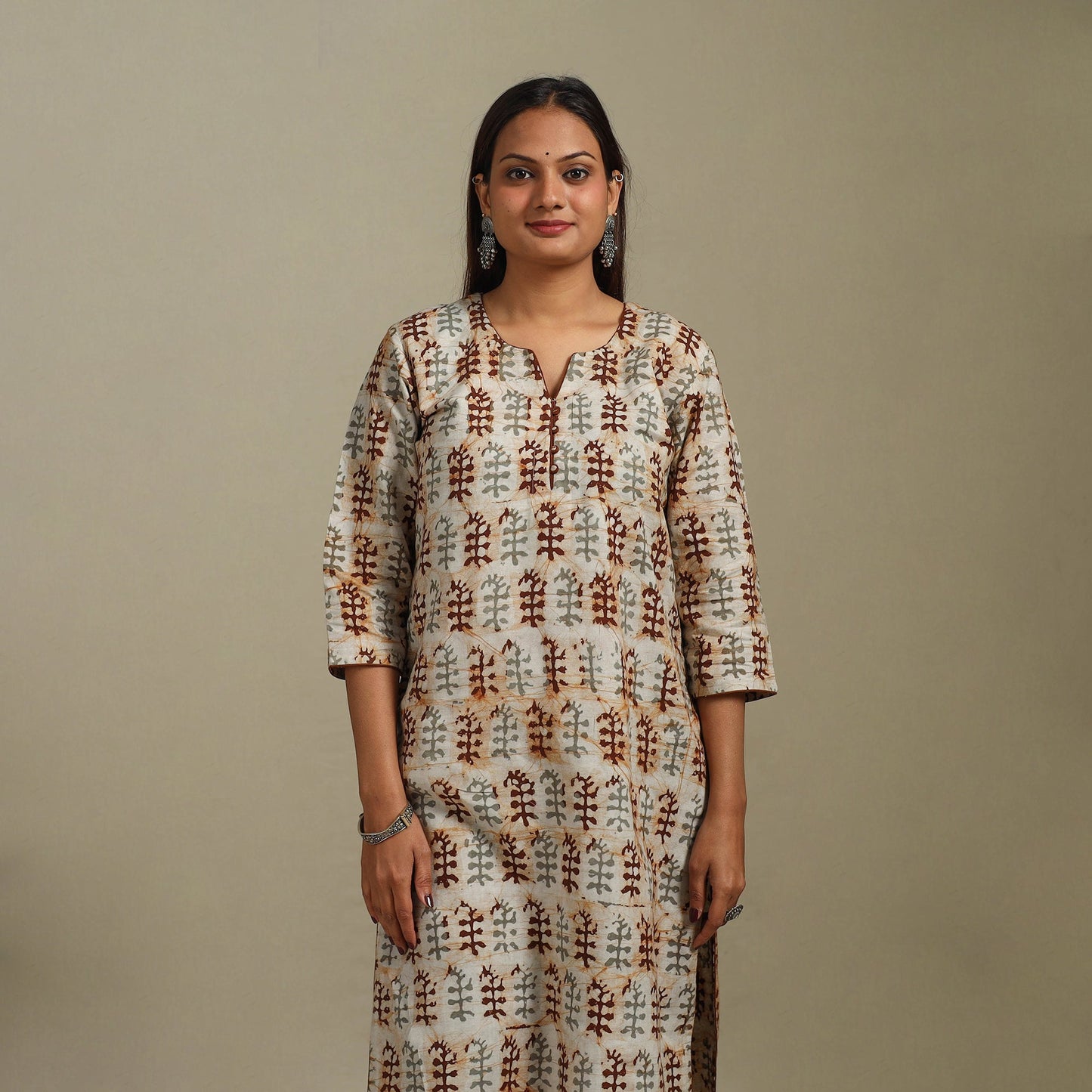 Straight cotton hand batik kurta for women 30 - handcrafted