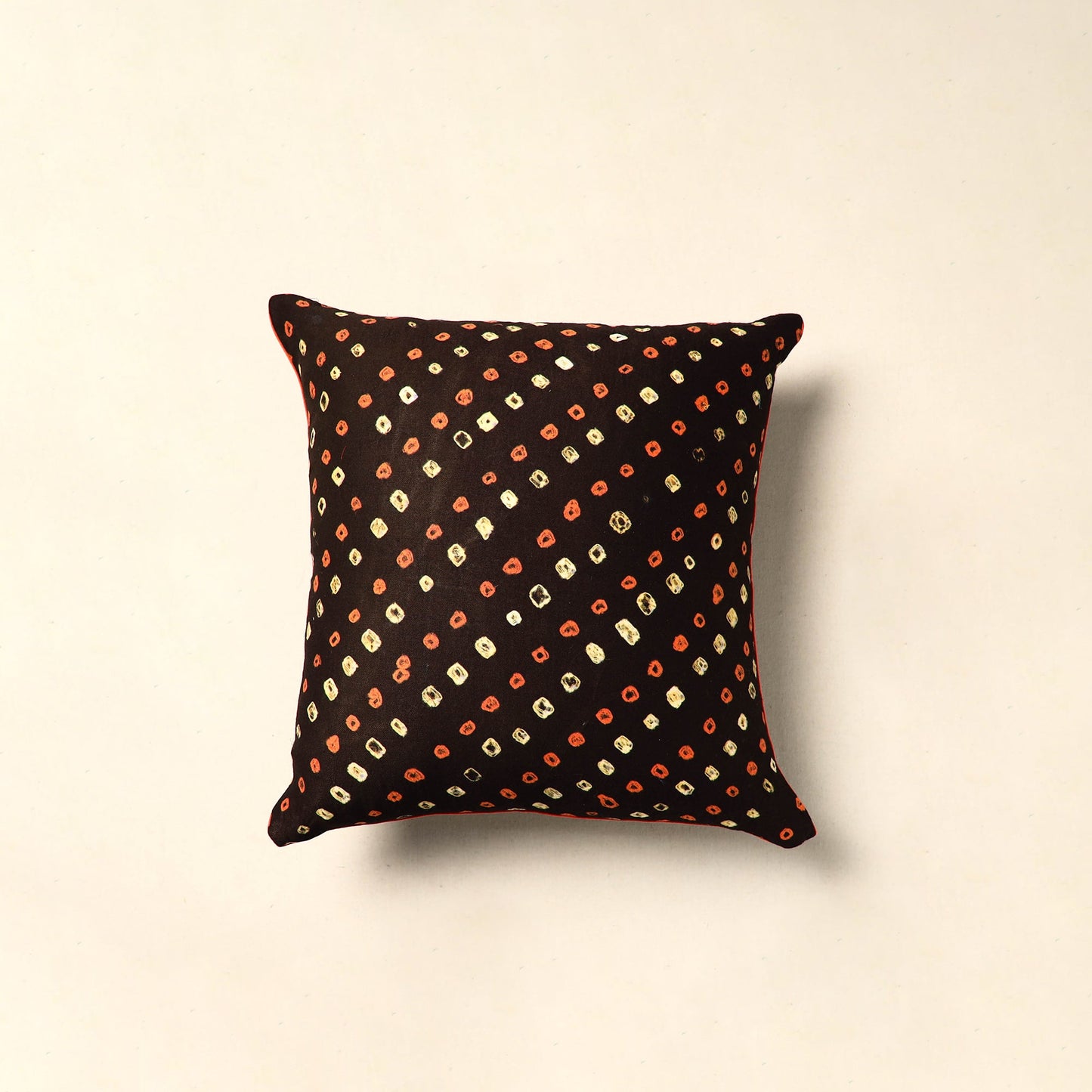 Brown Tie & Dye Cotton Bandhani Cushion Cover