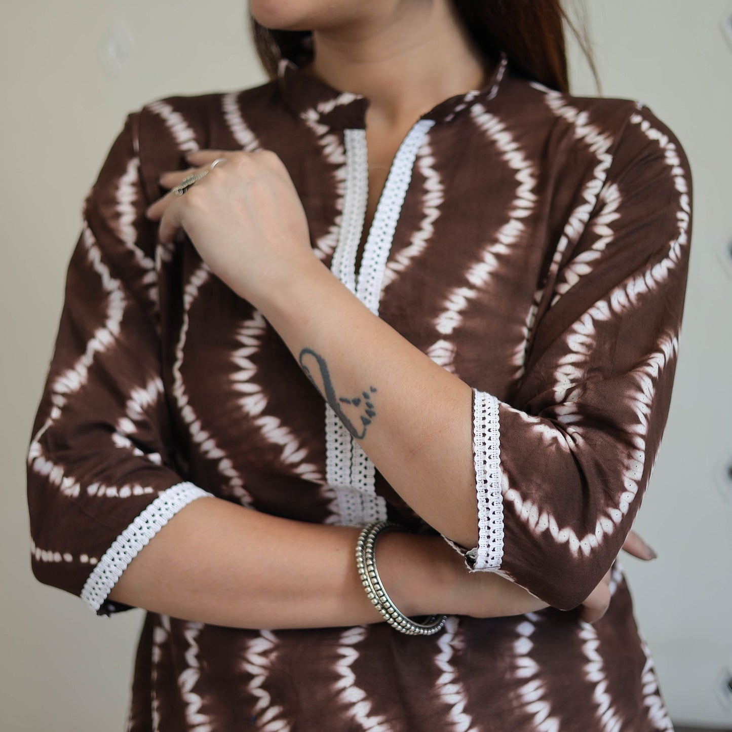 Buy Brown Tie & Dye Cotton Straight Shibori Kurta