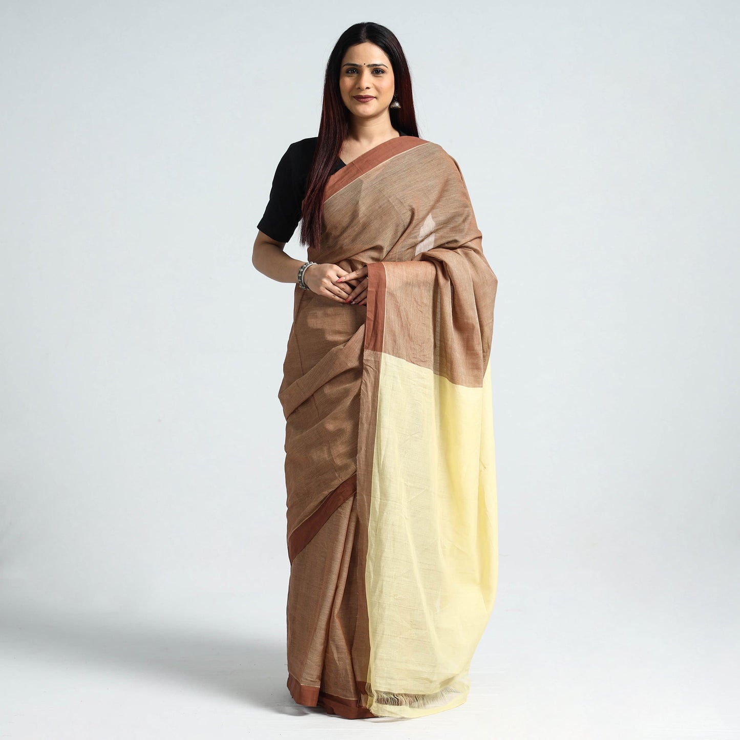 Traditional Challapalli Plain Handloom Cotton Saree