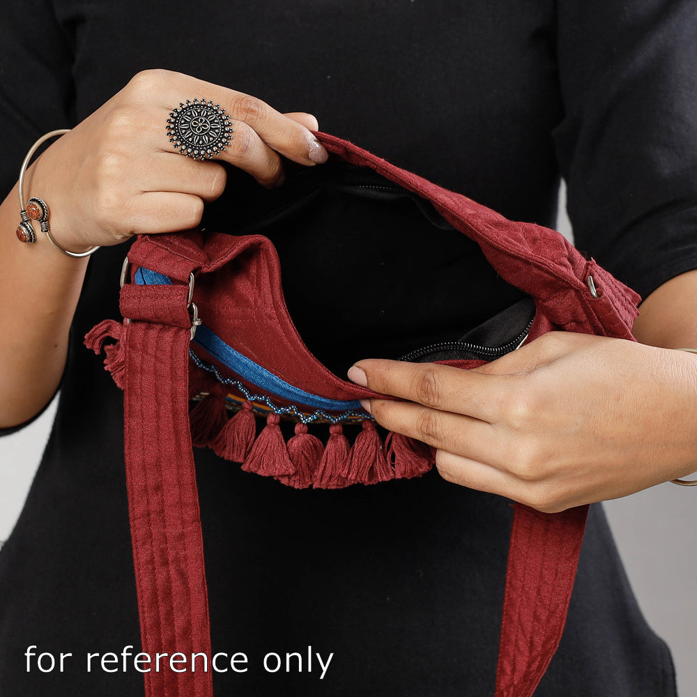 Buy Traditional Rogan Hand Painted Silk Bead Work Sling Bag with Tassles Online at iTokri.com