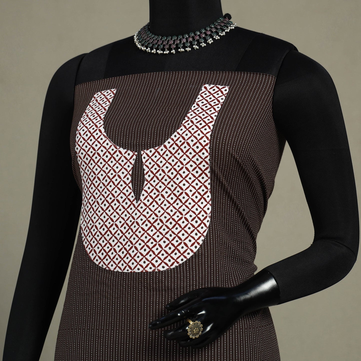 Brown Unstitched Plain Cotton Kurta Material