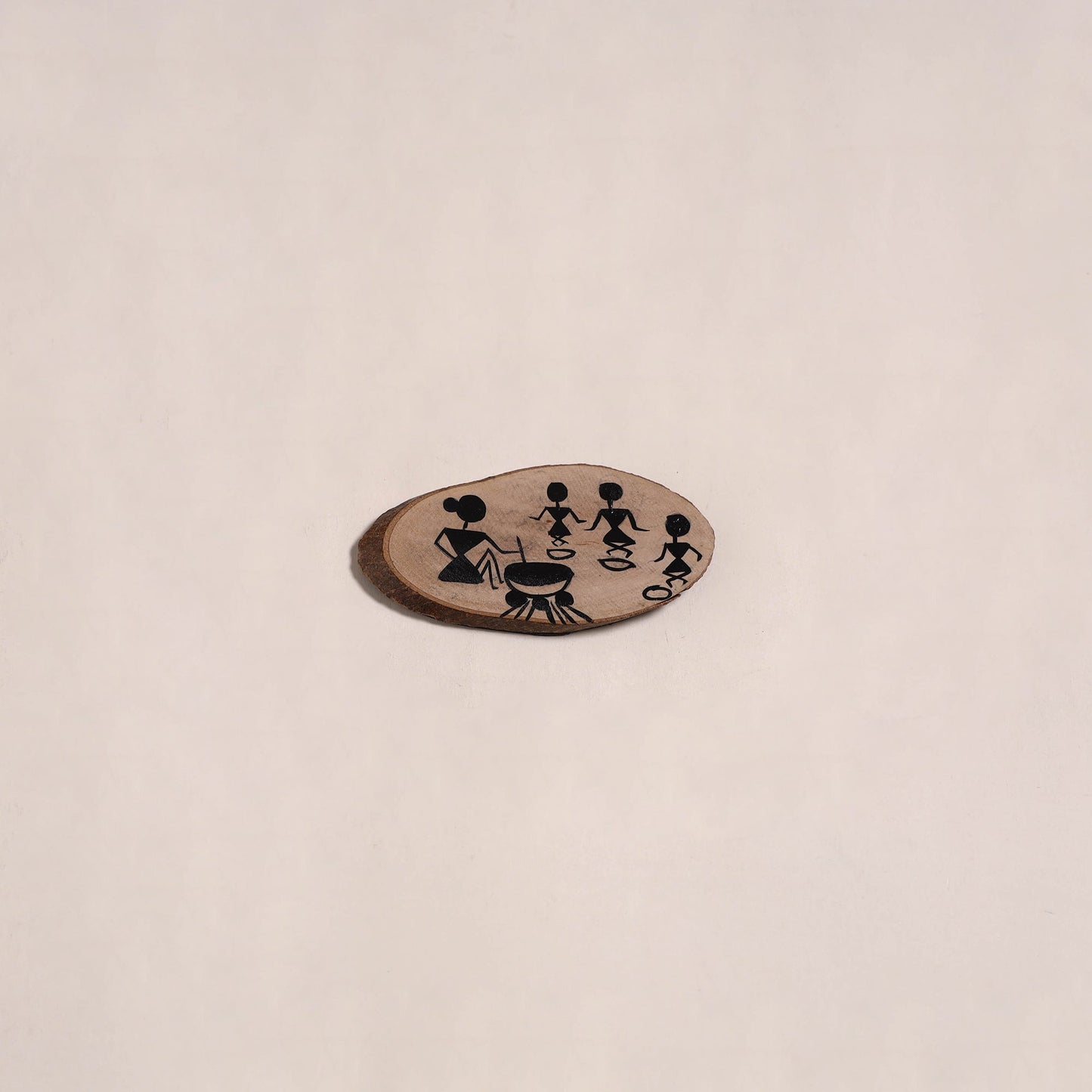 Warli handpainted wooden fridge magnet 10 - handcrafted