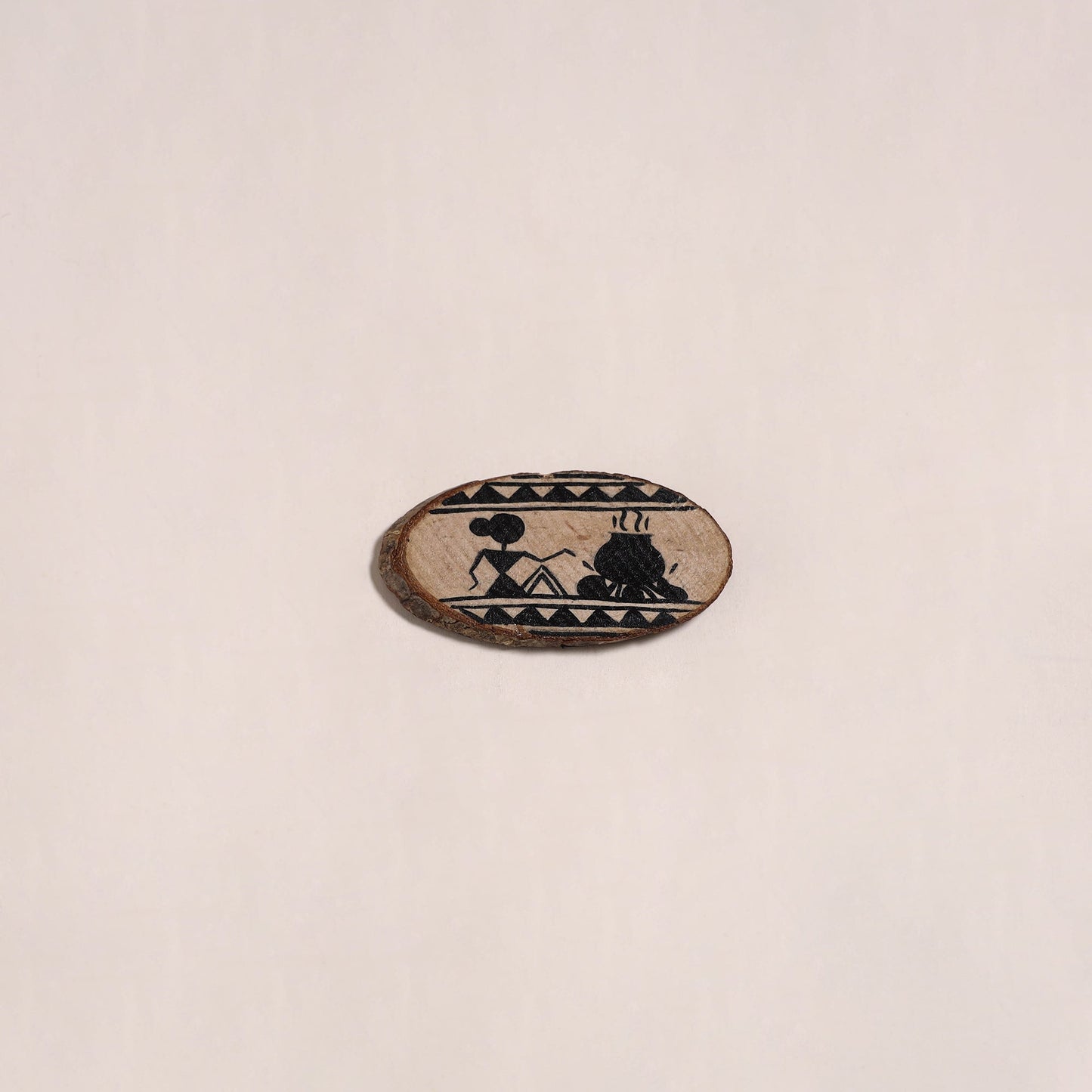 Warli handpainted wooden fridge magnet 20 - handcrafted
