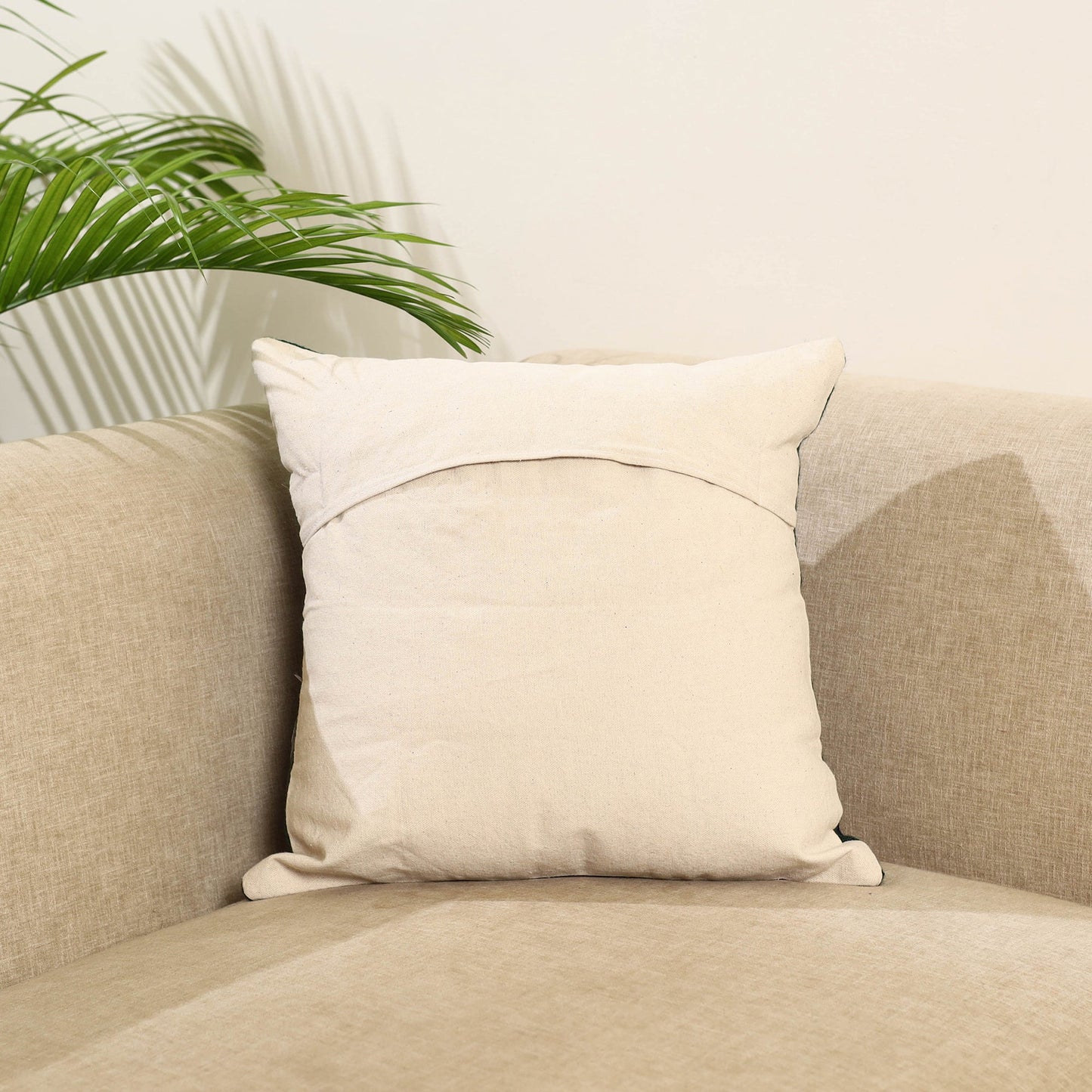Brown Wool Thread Crewel Embroidery Cushion Cover