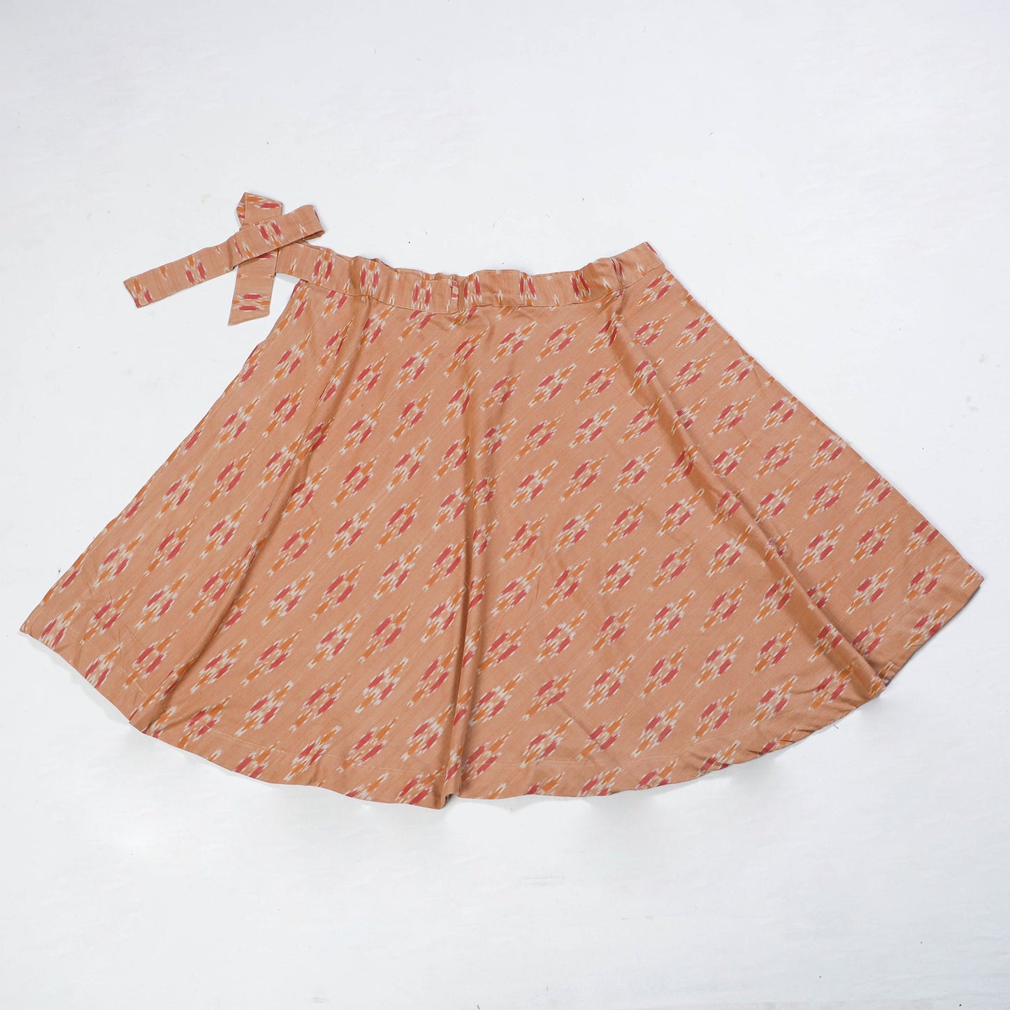 Brown Wrap Around Cotton Pochampally Ikat Skirt