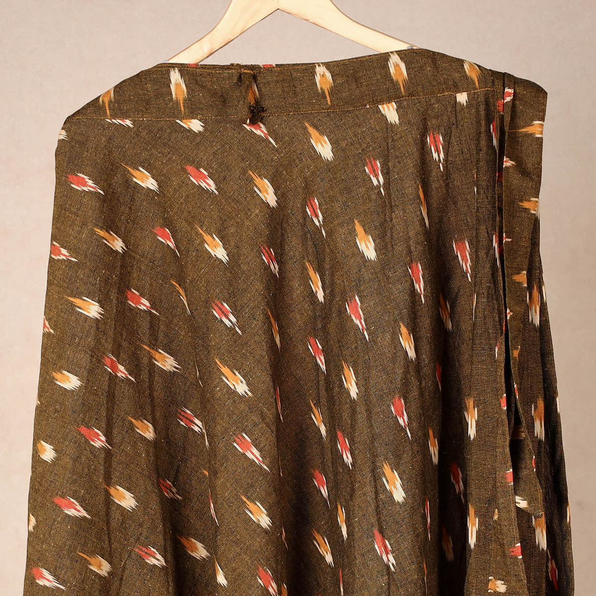 Brown Wrap Around Cotton Pochampally Ikat Skirt