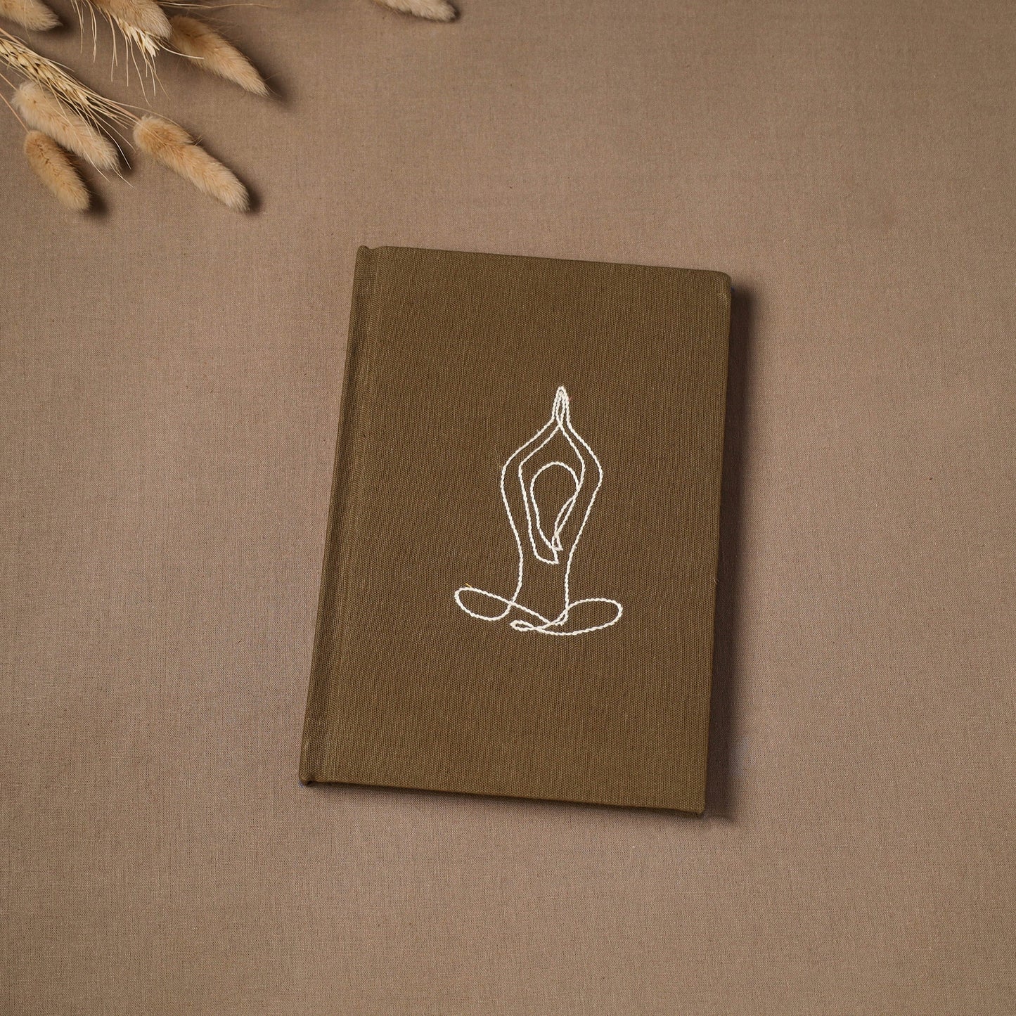 Yoga hand embroidered fabric cover handmade paper journal