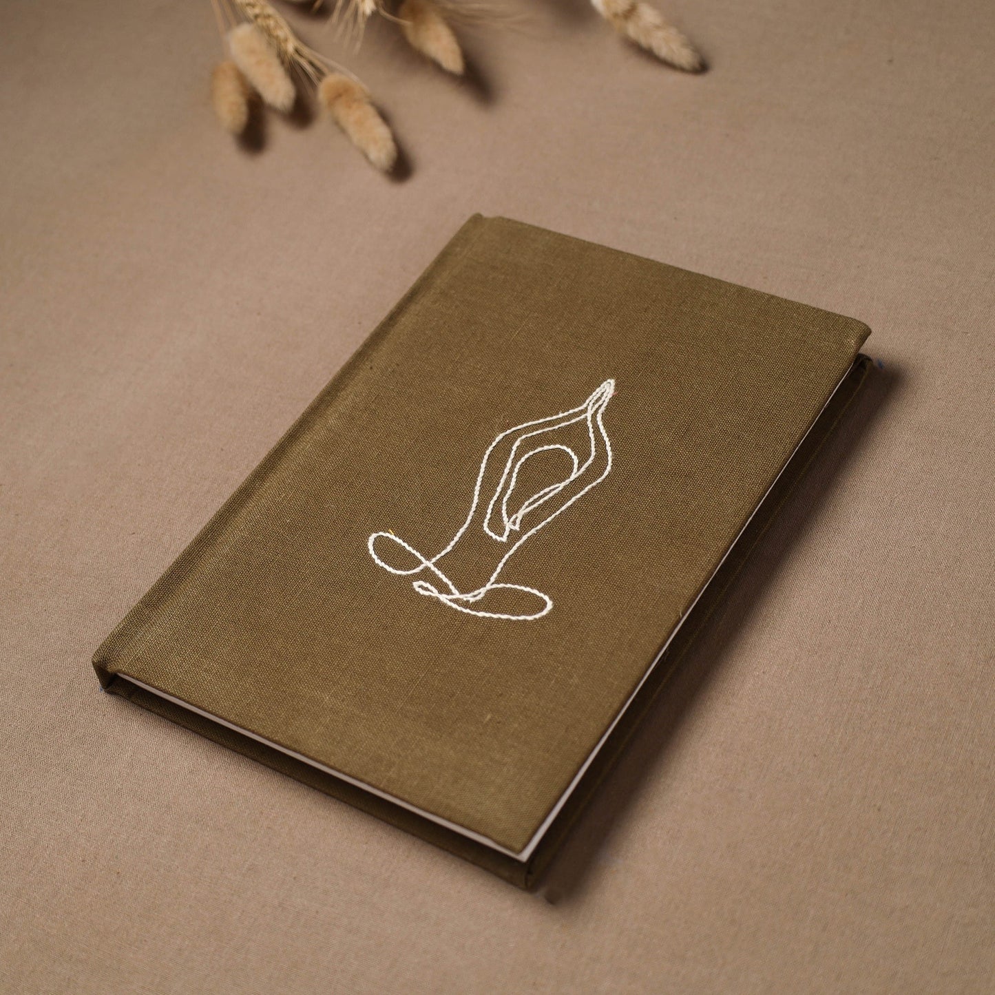 Yoga hand embroidered fabric cover handmade paper journal