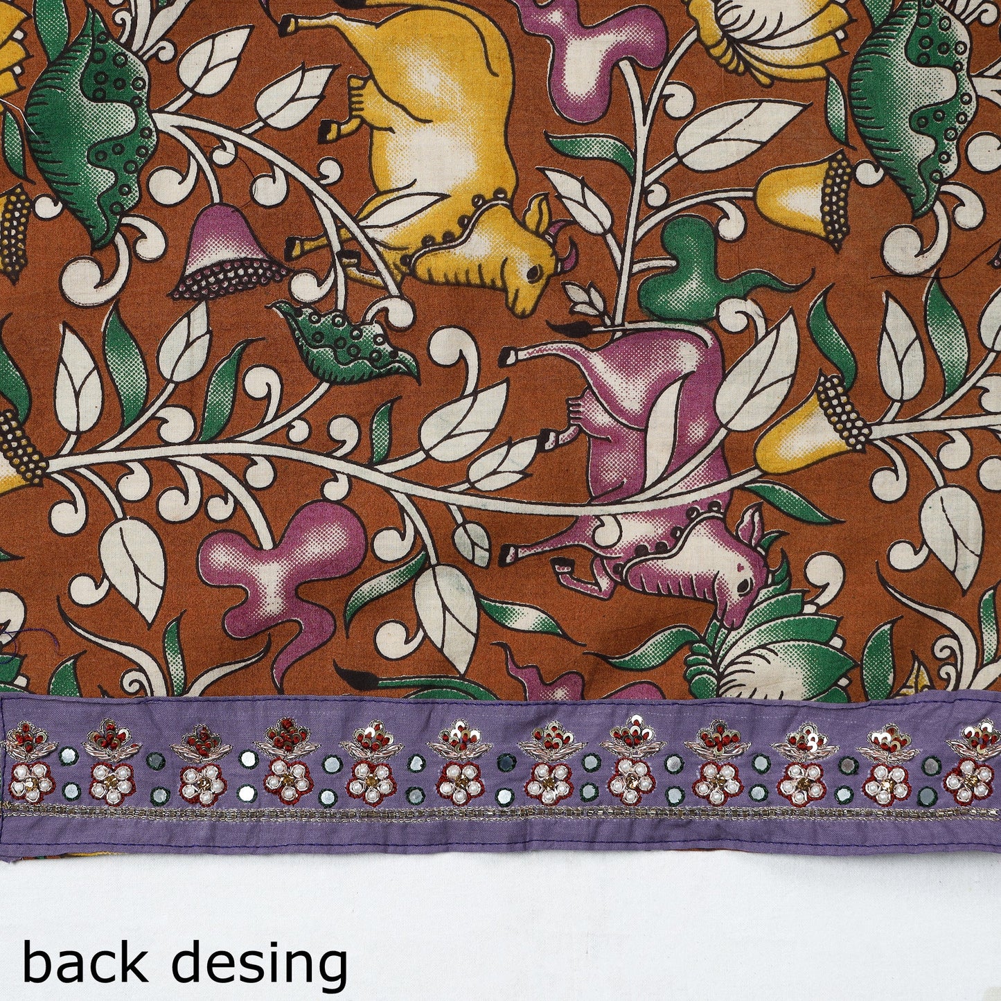 Brown - zardozi hand embroidered kalamkari cotton blouse