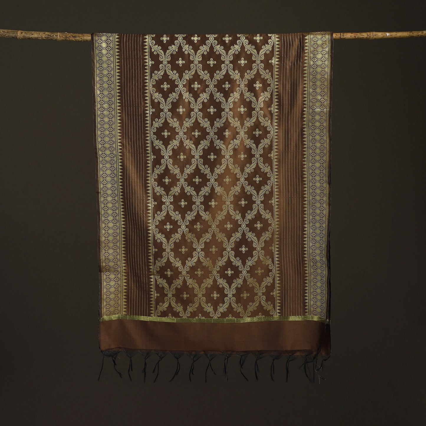 Zari work banarasi silk dupatta 05 - handcrafted