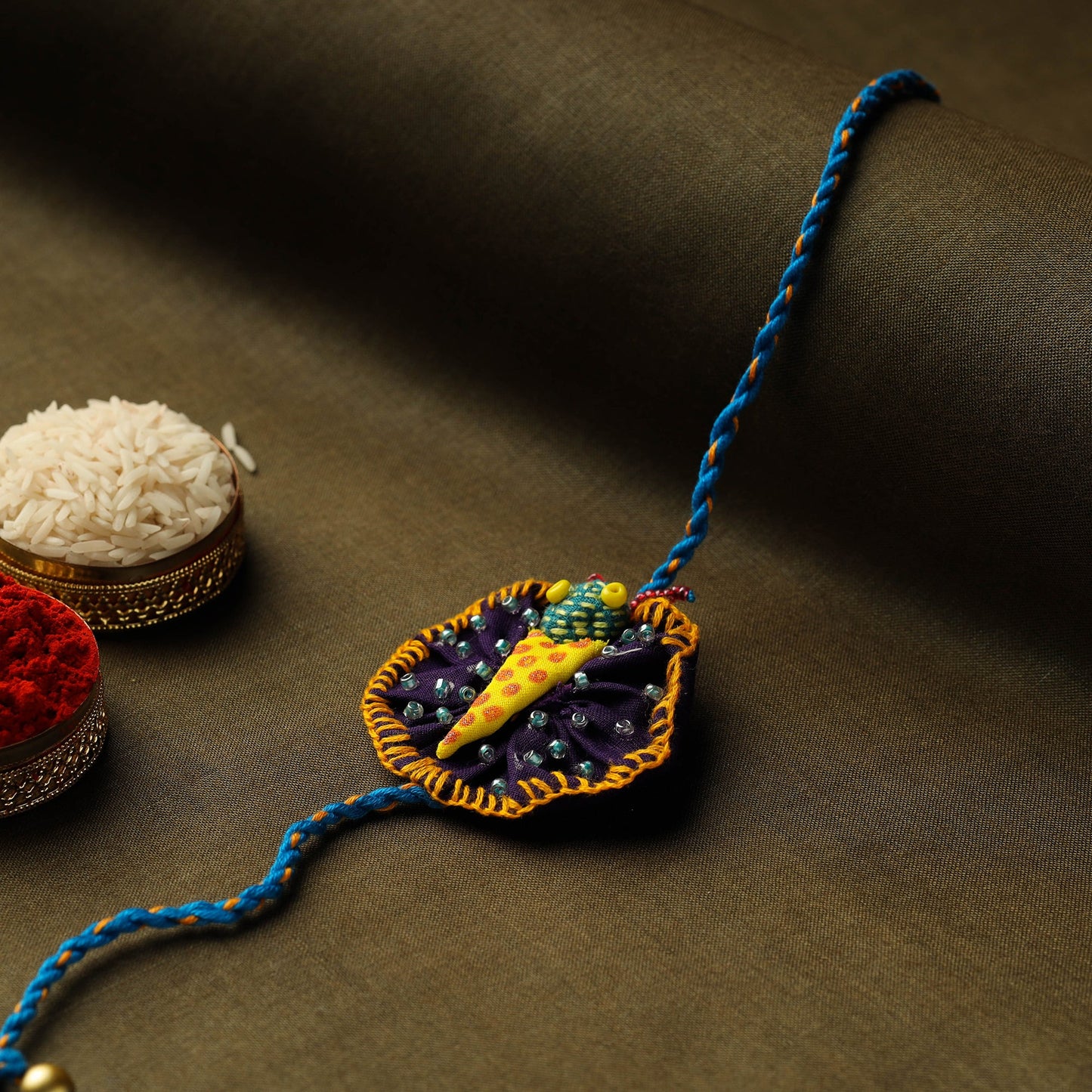 Kanth Embroidery Bead Work Rakhi