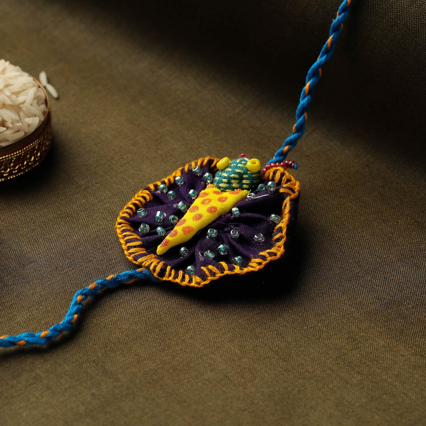 Kanth Embroidery Bead Work Rakhi